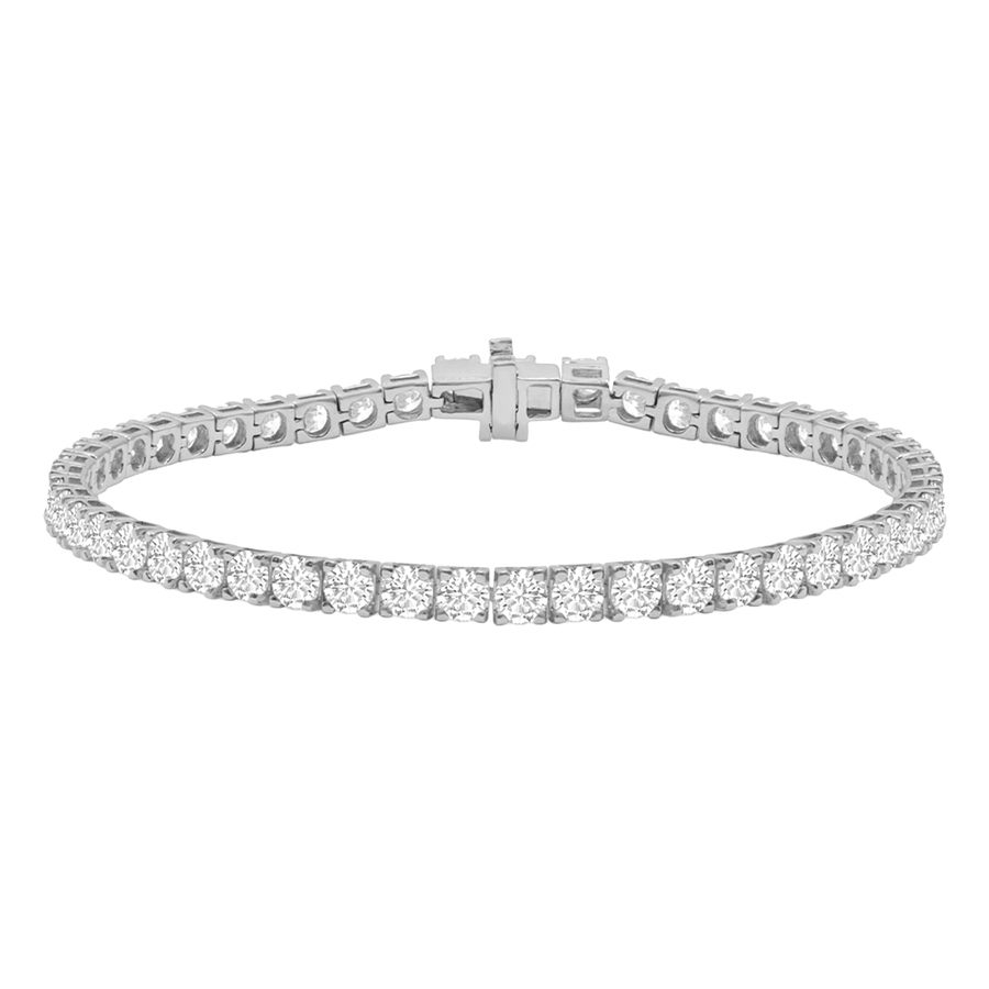 Diamond2Deal 14K White Gold 4 CTW Lab-Grown Diamond 4-Prong Setting Straight-Line Tennis Bracelet E-F VS1-VS2 2325$
