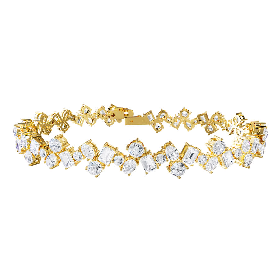 Diamond2Deal 18k Vermeil Plated Silver 11.2 ct Multi Shape Lab Grown Diamond Fancy Bracelet 7'' VVS-VS, E-F