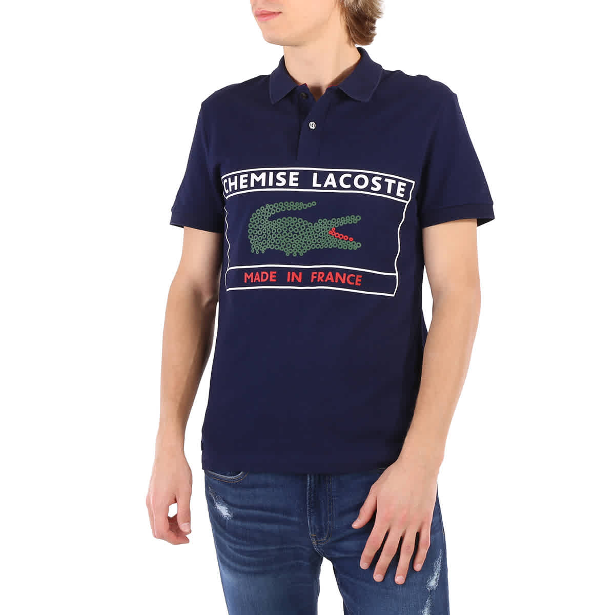 Lacoste Made In France Regular Fit Cotton Polo Shirt In Navy Blue
