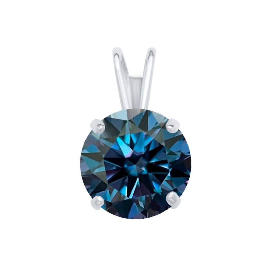Maulijewels 200ct D-VVS1 Blue Moissanite Diamond 14k White Gold Solitaire Necklace with Gold Plated Silver Chain 226$