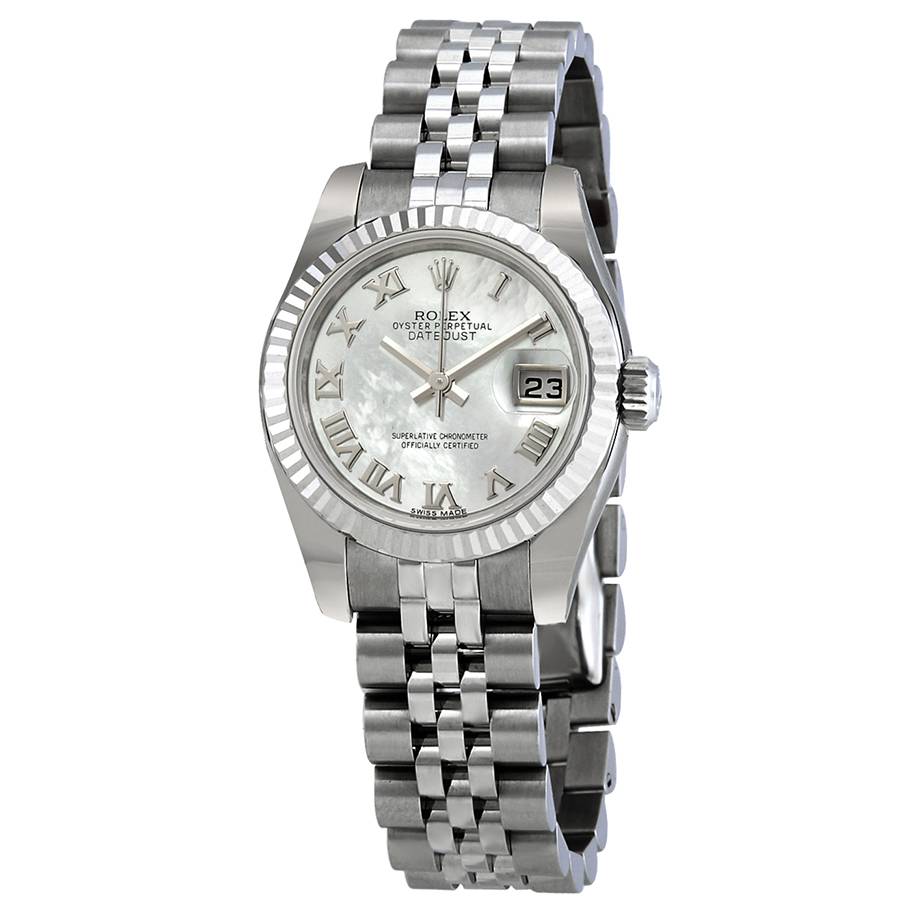 Preowned Rolex LadyDatejust White Motherofpearl Dial Ladies Watch 179174MRJ