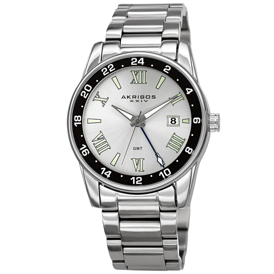 Akribos XXIV Quartz Silver Dial Silver-tone Mens Watch AK1055SS