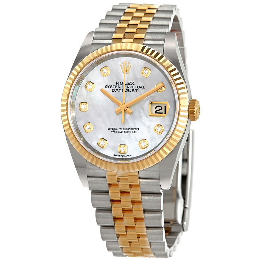 Preowned Rolex Datejust 36 Mother of Pearl Diamond Dial Mens Watch 126233MDJ
