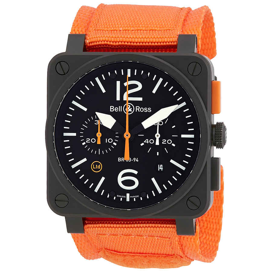 Bell and Ross Aviation Black Dial Automatic Mens Limited Edition Watch BR0394-O-CA 6210$