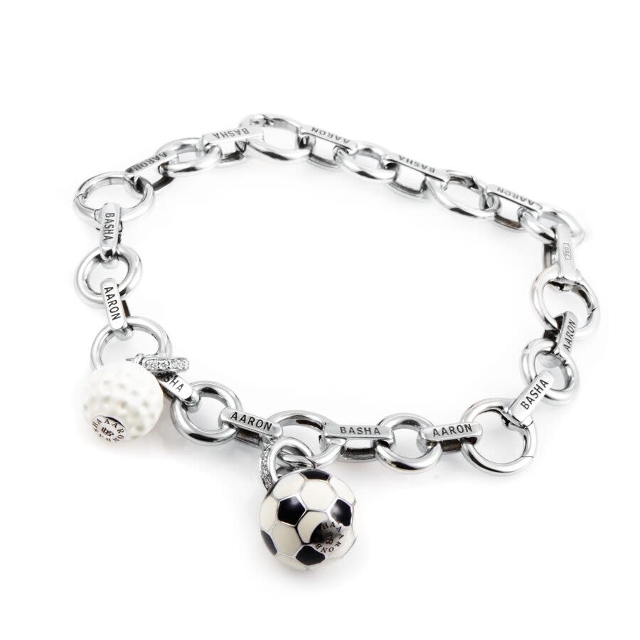 Pre-Owned Aaron Basha 18K White Gold Diamond Sports Charm Bracelet B2087SMA