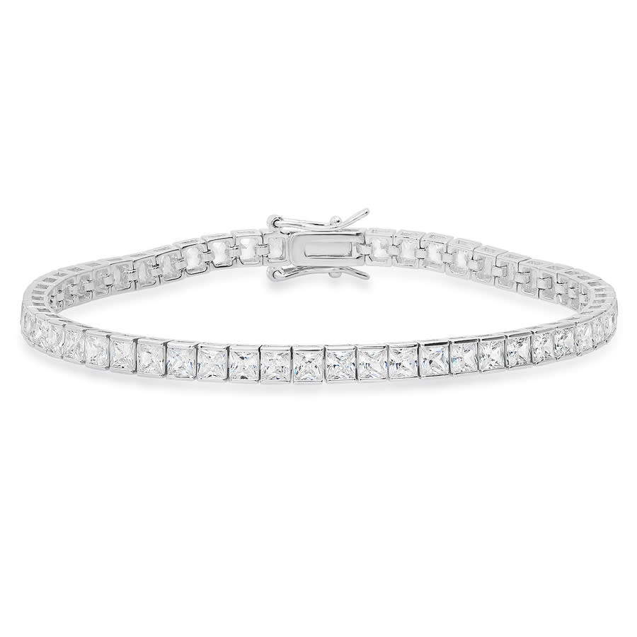 Kylie Harper Sterling Silver Princess-cut Cubic Zirconia CZ Tennis Bracelet - 7.25''
