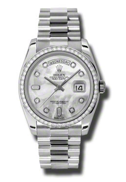 Rolex DayDate Mother Of Pearl Dial Platinum President Automatic Ladies Watch 118346MDP