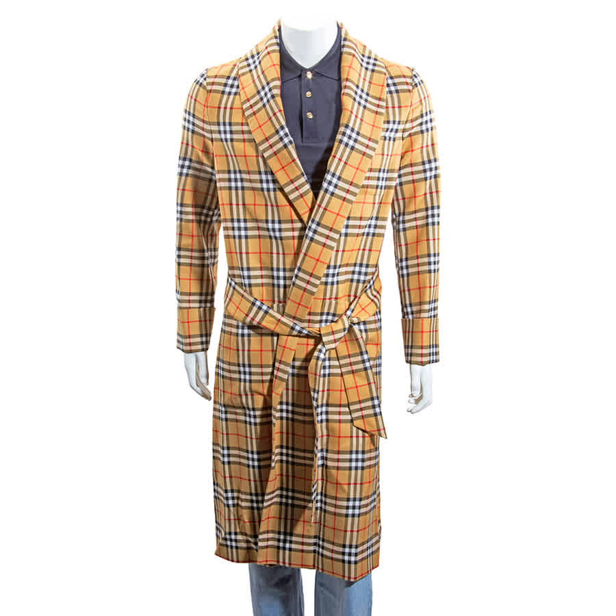 reissued vintage check dressing gown coat