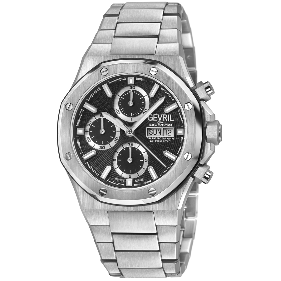 Gevril Kingsgate Chronograph Automatic Black Dial Mens Watch 47900B