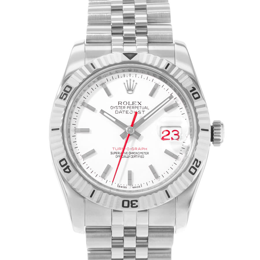 Preowned Rolex Datejust Automatic Chronometer White Dial Mens Watch 116264 WSJ
