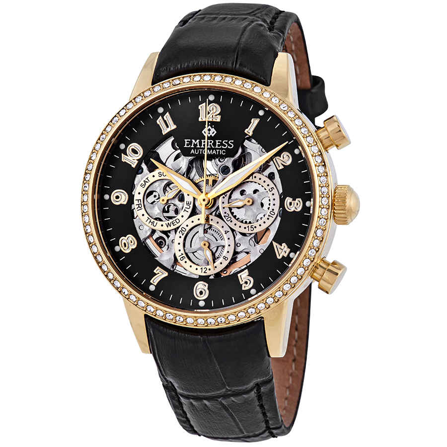 Empress Beatrice Black Skeleton Dial Ladies Watch EM2004