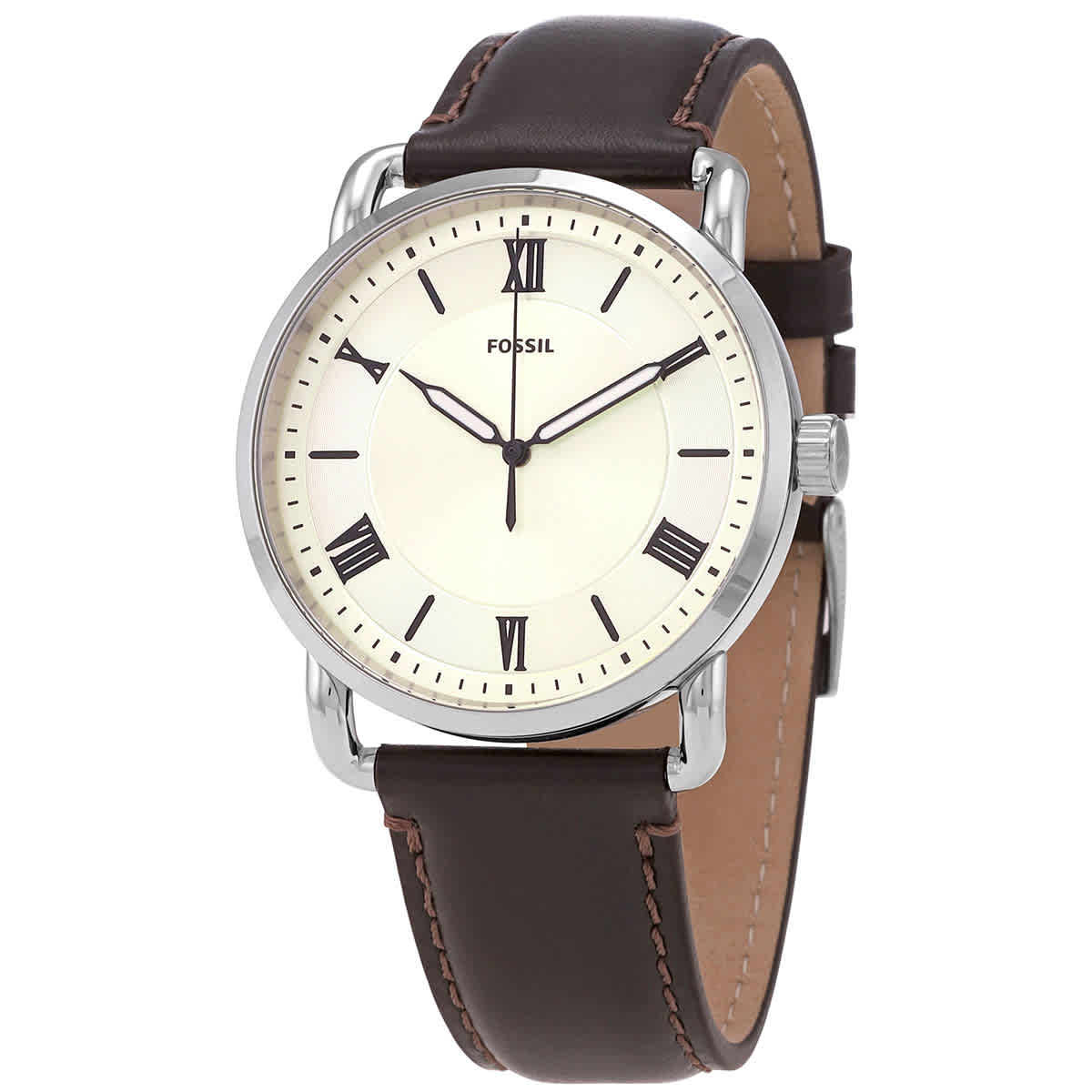 Fossil men's copeland stainless steel quartz watch with leather strap on sale