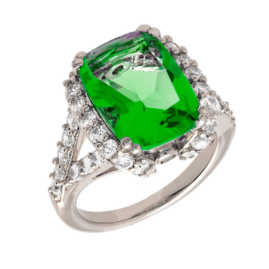 Bertha Juliet Collection Women's 18k WG Plated Green Statement Fashion Ring Size 9