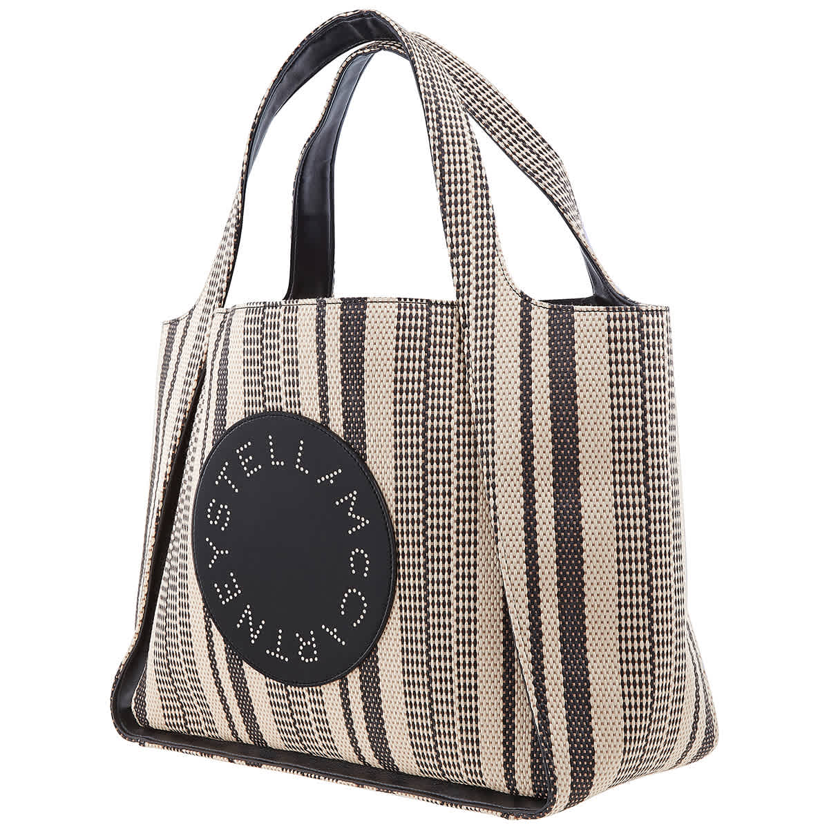 Stella Mccartney Ladies Stella Logo Striped Raffia Tote Bag | ModeSens