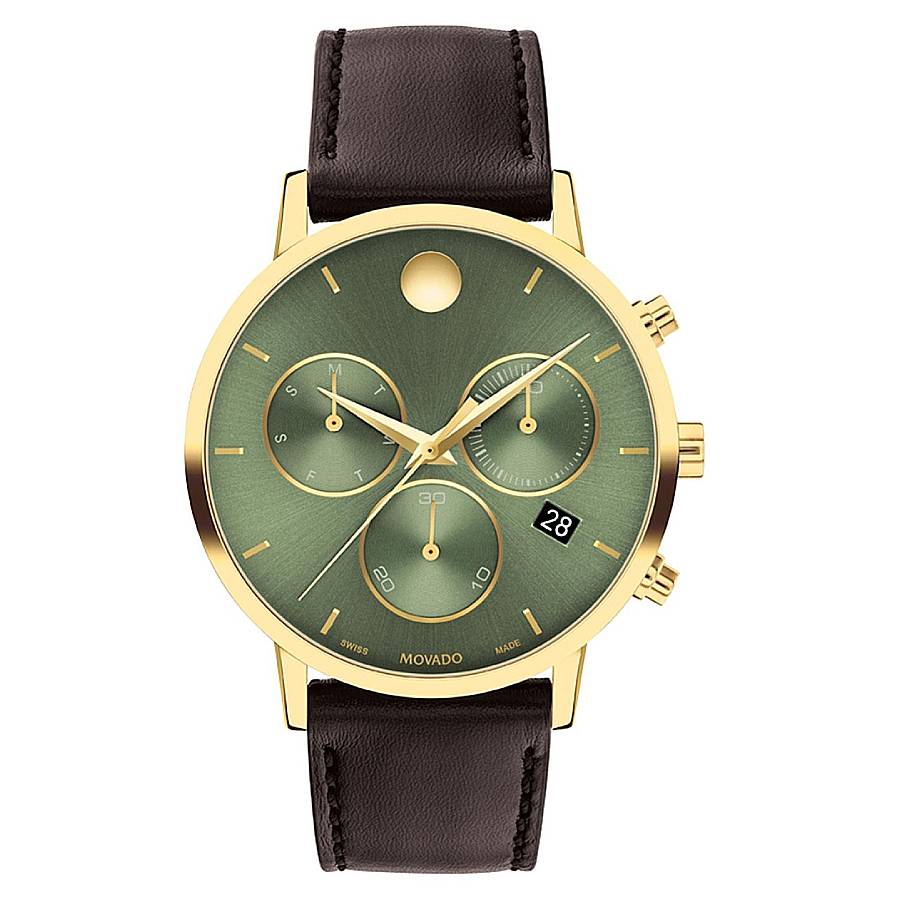 Movado Museum Classic Chronograph Quartz Green Dial Mens Watch 607890 776$
