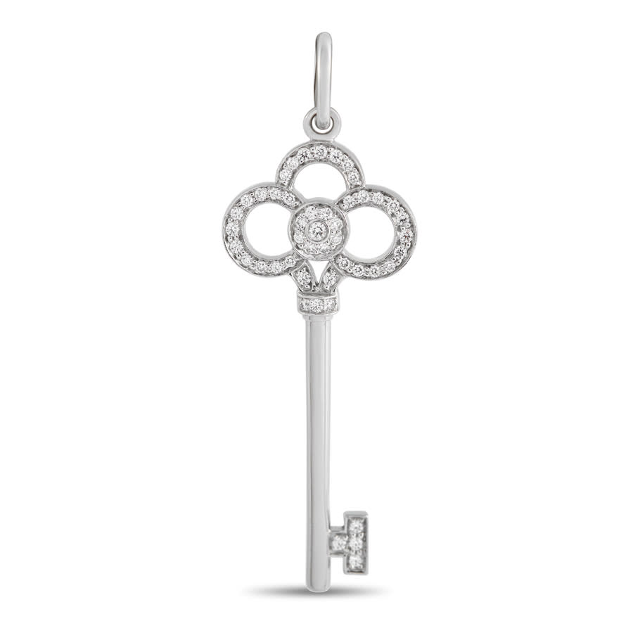 Pre-Owned Tiffany  Co. Keys 18K White Gold Diamond Crown Key Pendant TI33 052026