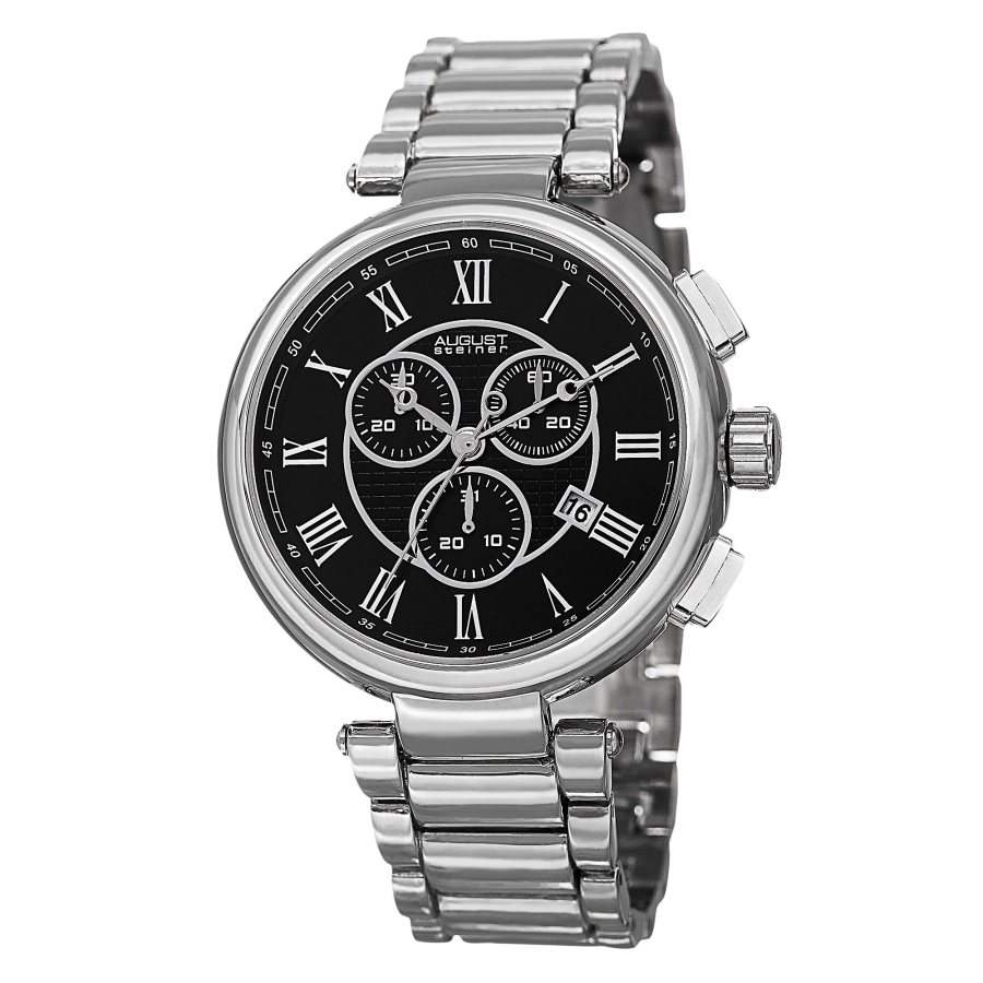 August Steiner Chronograph Black Dial Mens Watch AS8148SSB 55$