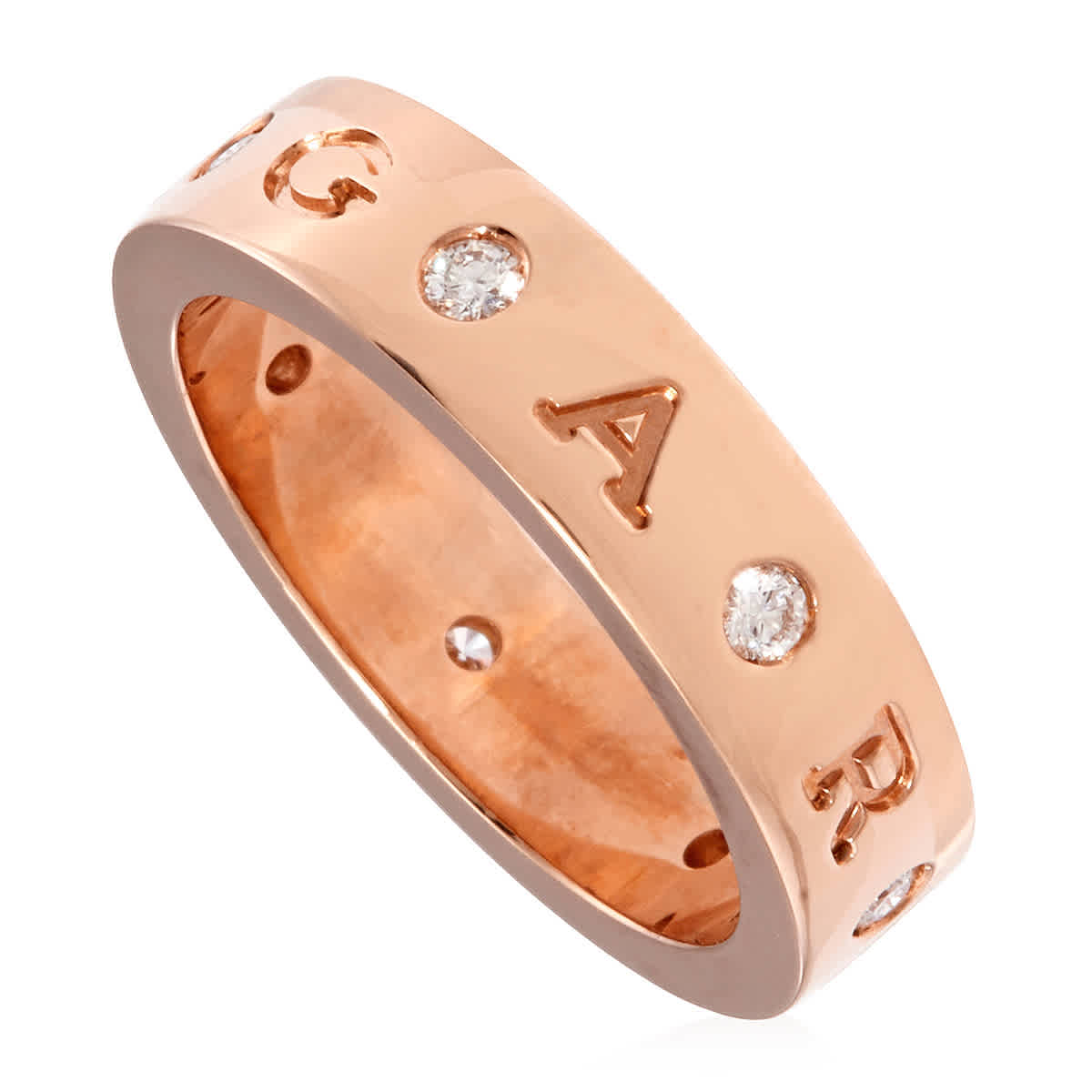 Bvlgari Ladies 18 kt Rose Gold Band Ring with Diamonds Size 54 2750$