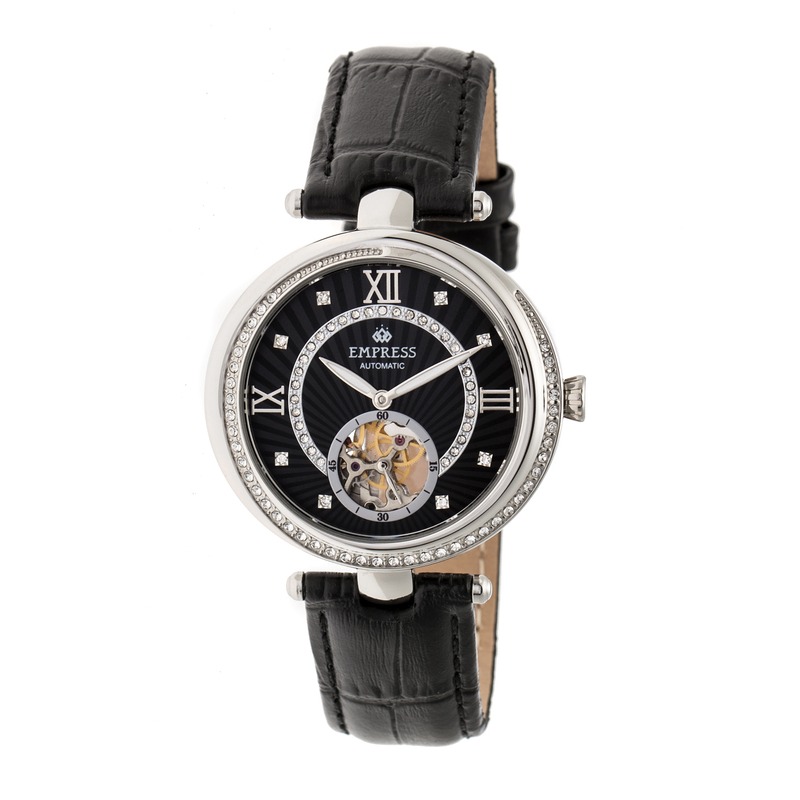 Empress Stella Automatic Crystal Black Dial Ladies Watch EM2102