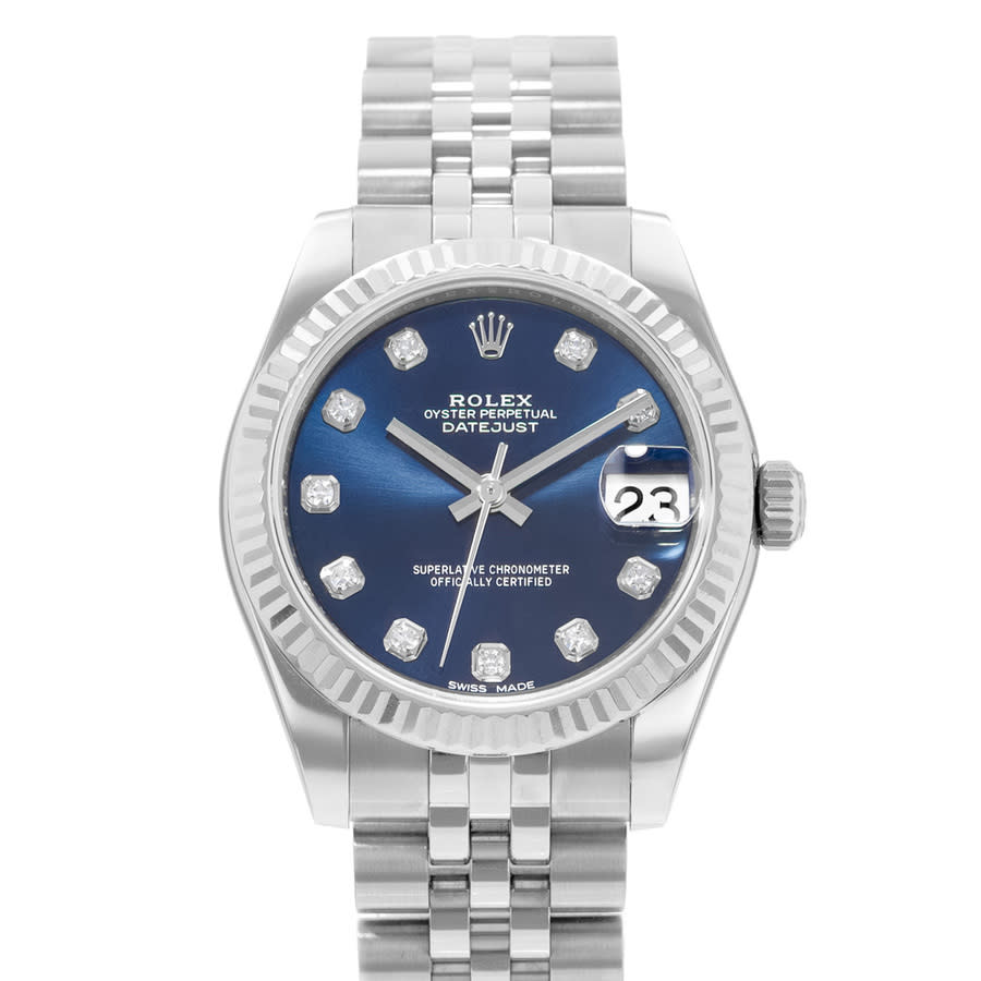 Preowned Rolex Datejust 31 Automatic Chronometer Diamond Blue Dial Ladies Watch 178274 BLDJ