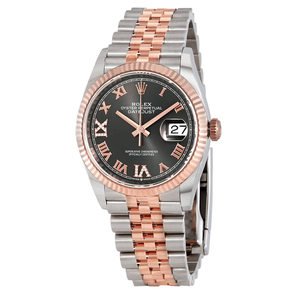 Rolex Datejust 36 Dark Rhodium Diamond Dial Steel and 18kt Everose Gold Jubilee Watch 126231DRRDJ