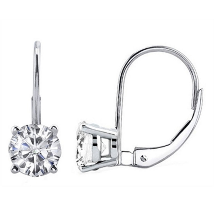 Maulijewels 14k White Gold Lever Back Earrings Gift For Women With 0.50 Carat (I-J, I1-I2) Natural White Diamonds