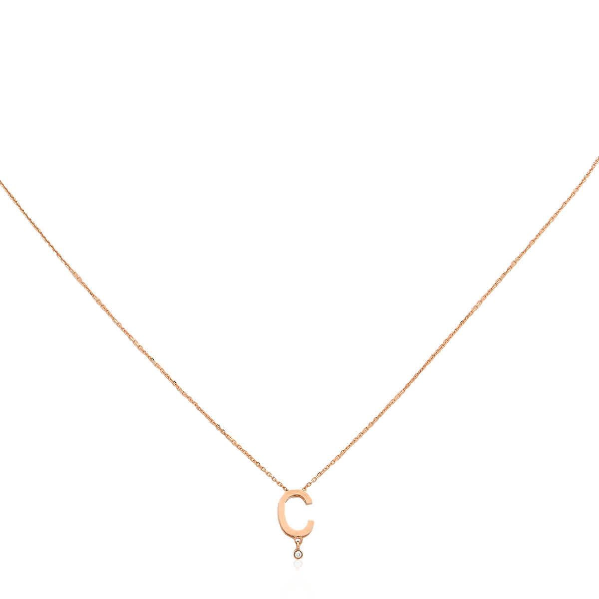 Vanrycke Ladies 18K Rose Gold Abecedaire C Diamond Necklace