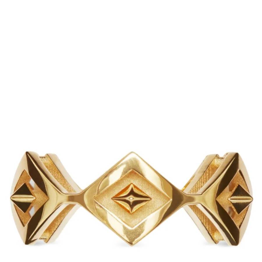Burberry Gold Hollow Geometric Ring, Size 53