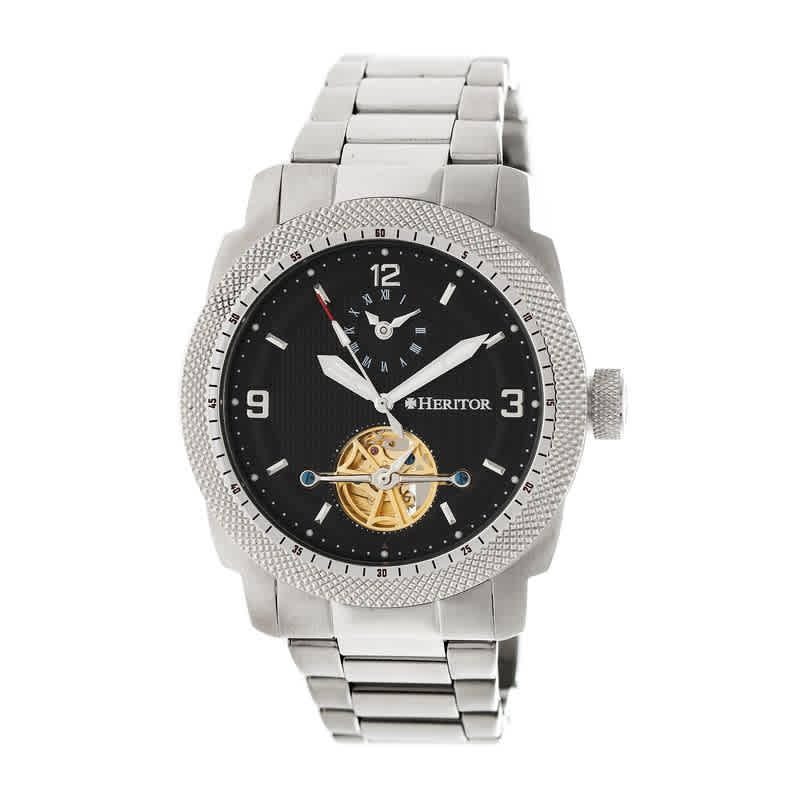 Heritor Helmsley Black Dial Stainless Steel Automatic Mens Watch HR5002 128$