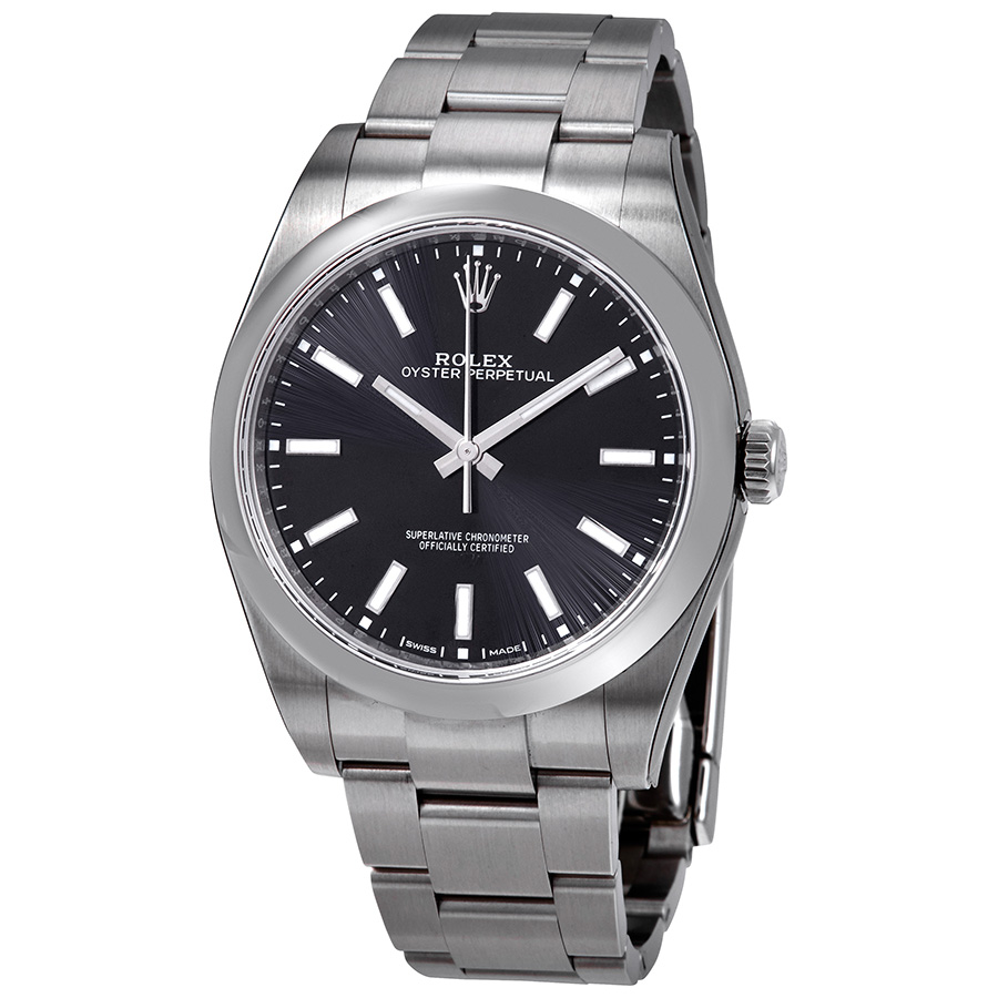Preowned Rolex Oyster Perpetual Automatic Black Dial Mens Watch 114300BKSO
