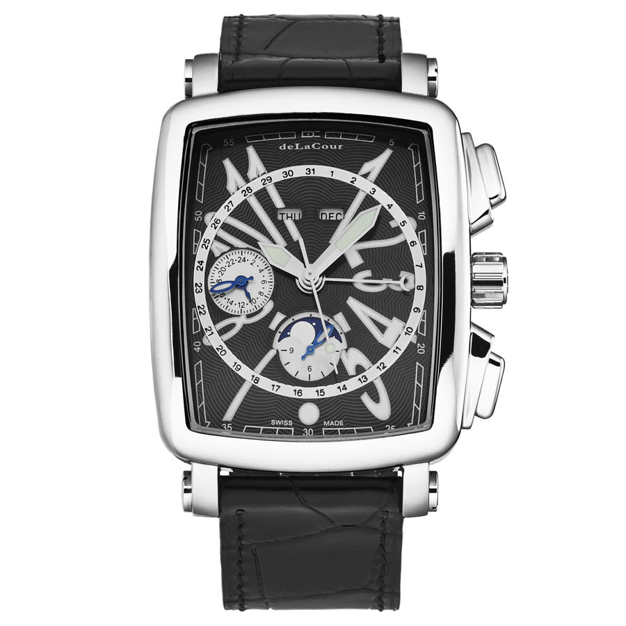 deLaCour ViaLarga Chronograph Automatic Black Dial Mens Watch WAST1026-BLK