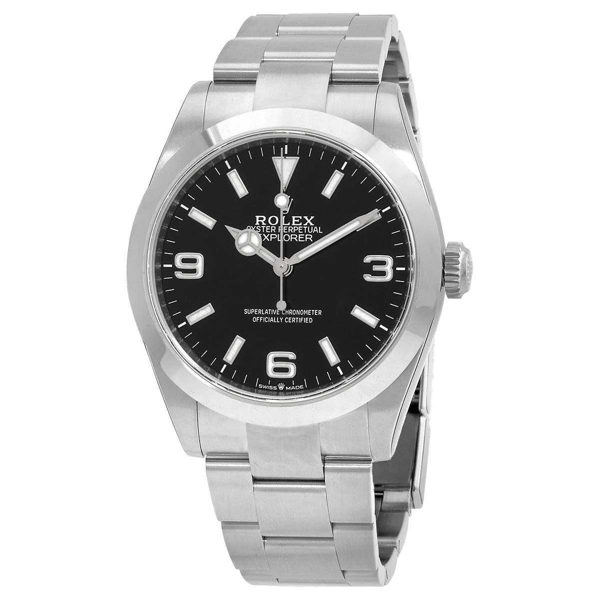 Preowned Rolex Explorer Automatic Chronometer Black Dial Mens Watch 2242700001