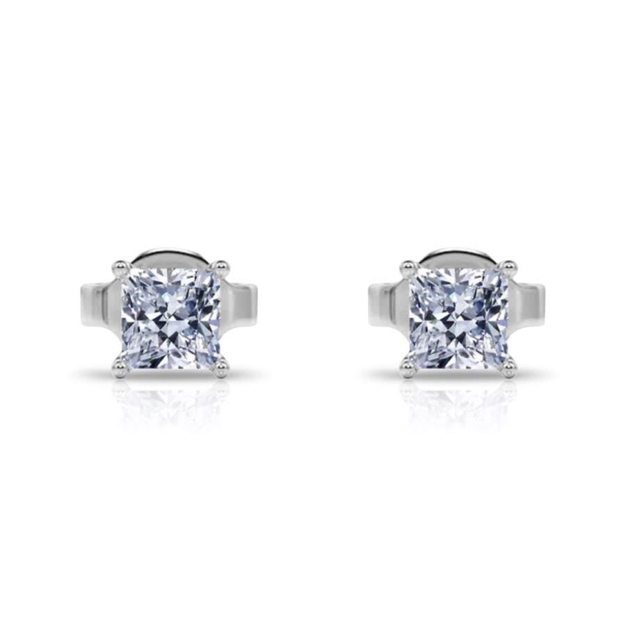 Tresorra 14K White Gold Princess Cut Earth Mined Diamond Stud Earrings 570$