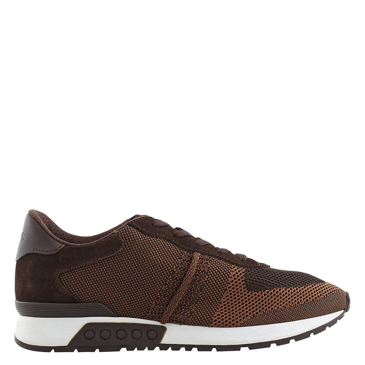 Tods Men s Dark Brown Leather and Mesh Running Sneakers eBay