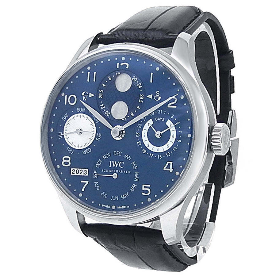 Pre-owned IWC Portuguese Perpetual Calendar Automatic Moon Phase Blue Dial Mens Watch IW503203 19886$