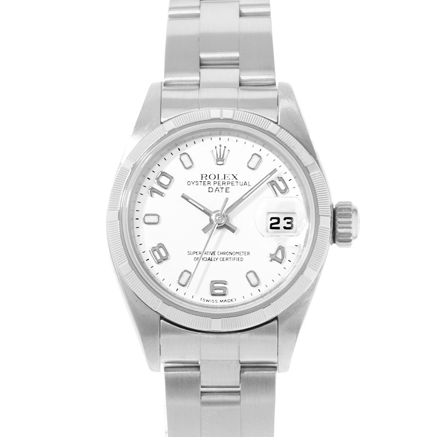 Preowned Rolex Oyster Perpetual Date 26 Automatic Chronometer White Dial Ladies Watch 79190 WSO