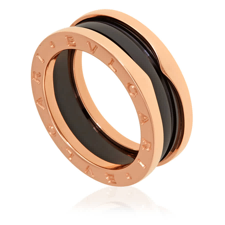 Bvlgari BZero1 18K Rose Gold And Black Ceramic 2-Band Ring Brand Size 51 US Size 575 1554$