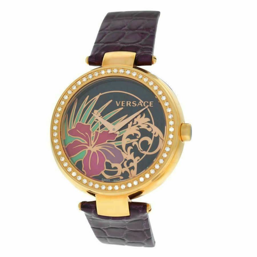 Versace Mystique Hibiscus Quartz Diamond Black Dial Ladies Watch I9Q81D9HI S702 1243$
