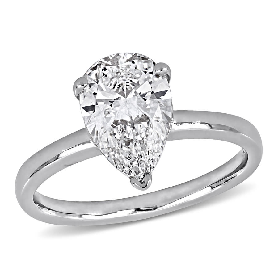 Created Forever 2CT TW Pear-Shaped Lab Grown Diamond Solitaire Engagement Ring in 14k White Gold