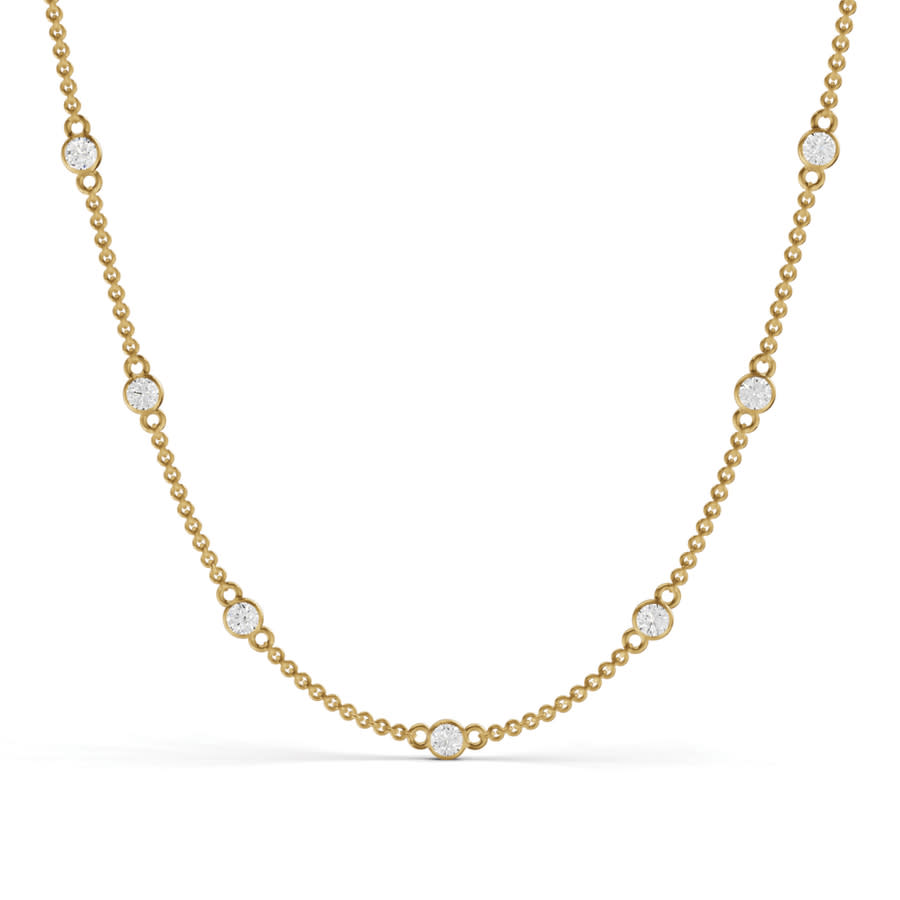Diamond2Deal 14K Yellow Gold 050 Ct Bezel Set Lab Grown Diamond Station Necklace E-F VS1-VS2 755$