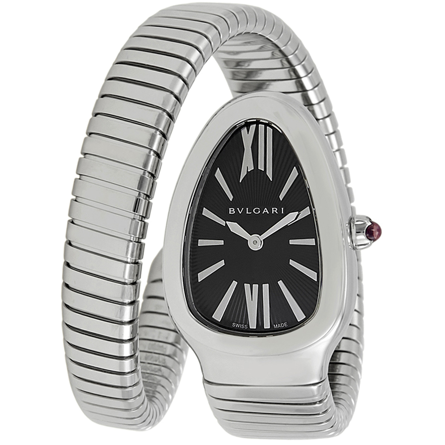 Pre-owned Bvlgari Serpenti Tubogas Black opaline with guilloche soleil Dial Ladies Watch 102824 6591$