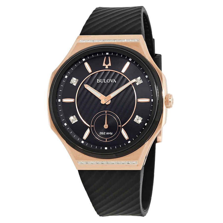 Bulova Curv Black Dial Black Rubber Ladies Watch 98R239 42429551503 eBay