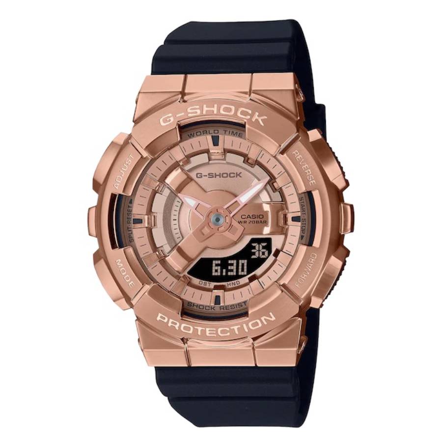 Casio G-Shock Alarm World Time Quartz Analog-Digital Rose Gold Dial Ladies Watch GMS110PG-1A 140$
