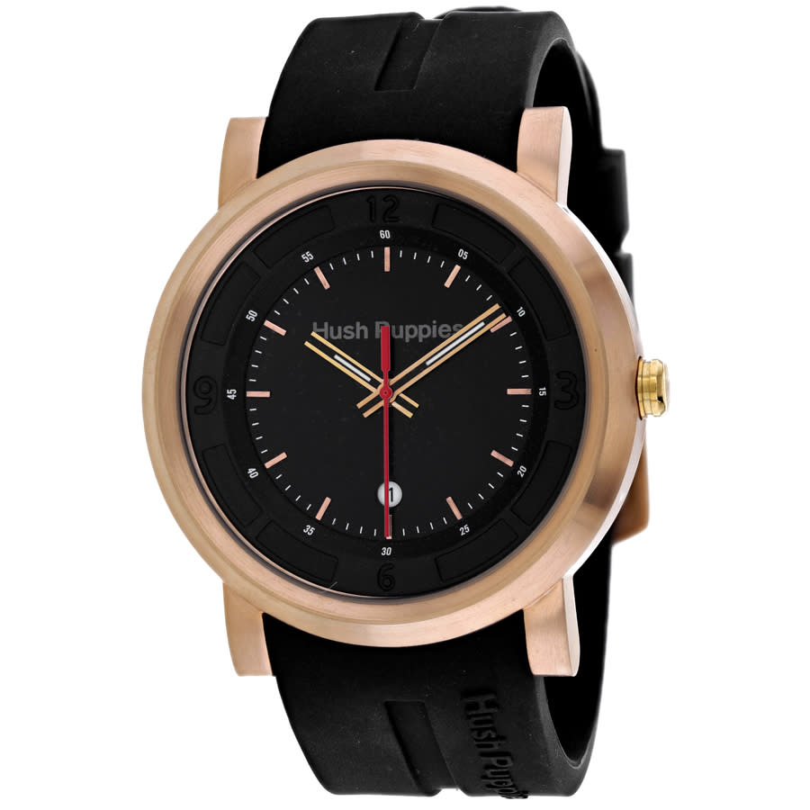 Hush Puppies Black Dial Rose Gold-plated Mens Watch 3542M019502