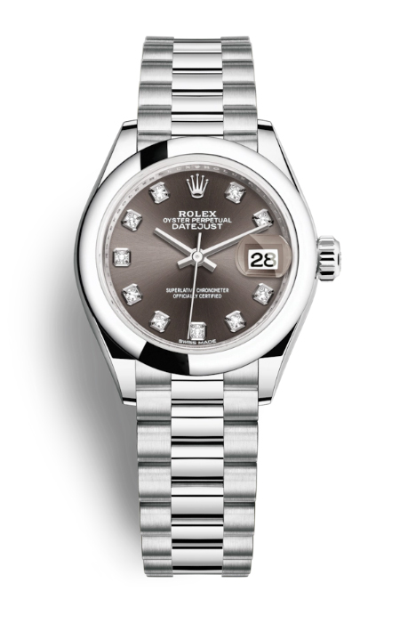 Rolex LadyDatejust Grey Dial Automatic Platinum President Watch 279166GYDP