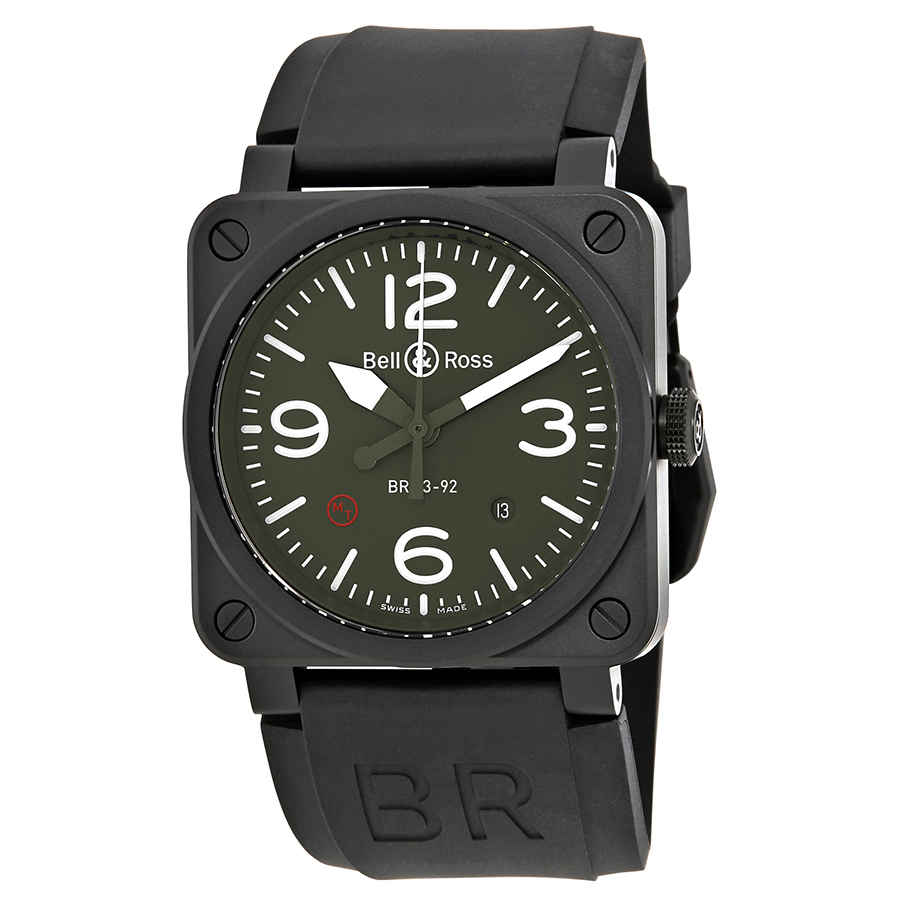 Bell and Ross Military Type Automatic Olive Dial Mens Watch BR0392-MIL