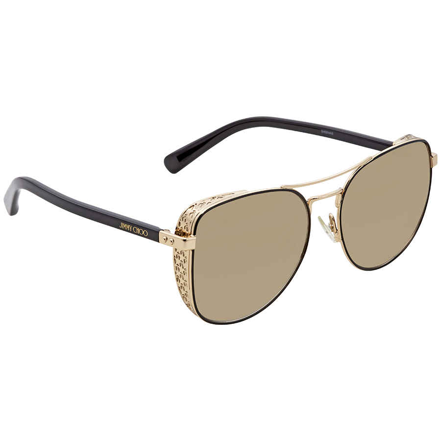 Jimmy Choo Aviator Ladies Sunglasses Sheena/s 58jl 58 In Black,gold ...