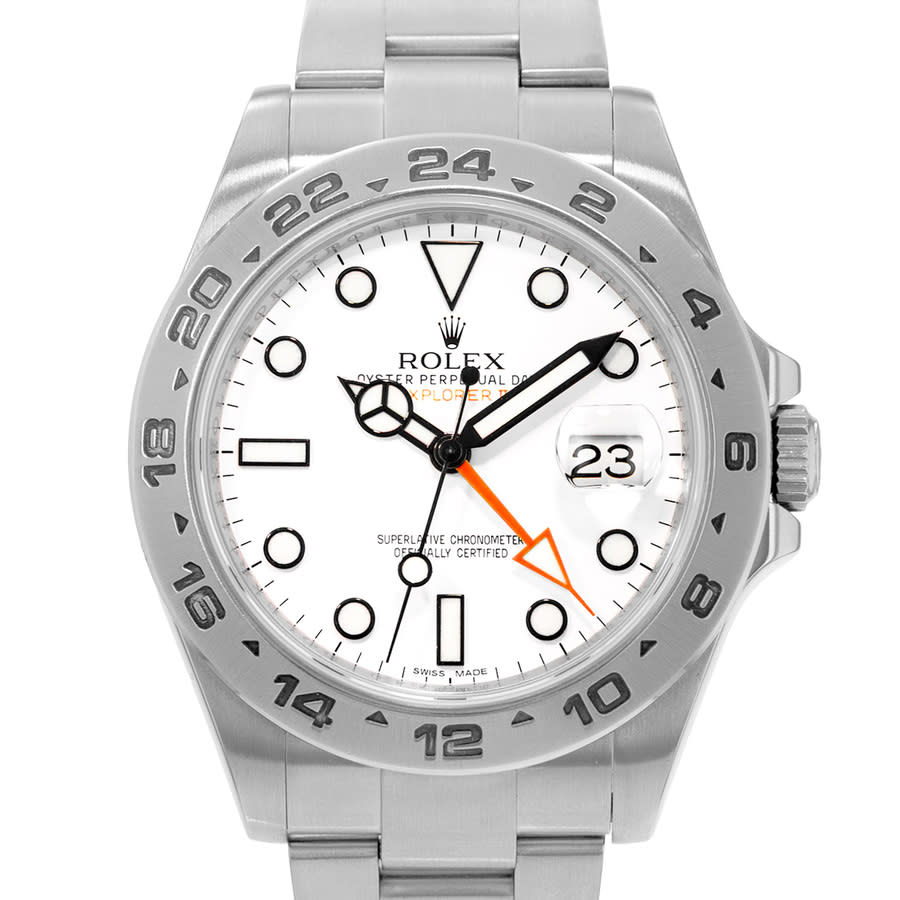 Preowned Rolex Explorer II GMT Automatic Chronometer White Dial Mens Watch 216570 WSO