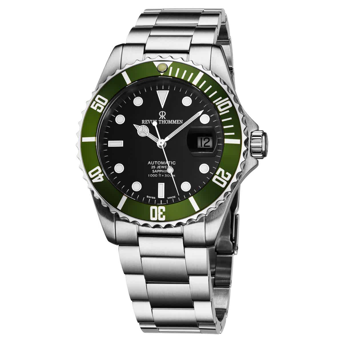 Revue Thommen Diver XL Automatic Black Dial Mens Watch 175712134 1050$