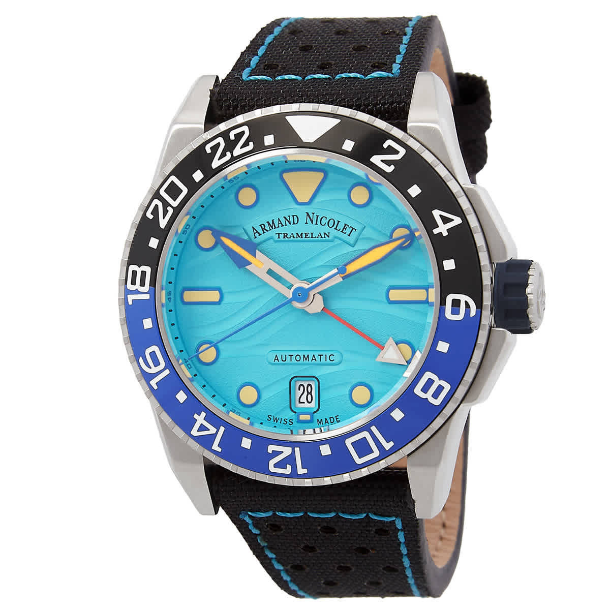 Armand Nicolet JSH Automatic Batman Bezel Mens Watch A486RGU-TF-P0668NZ8